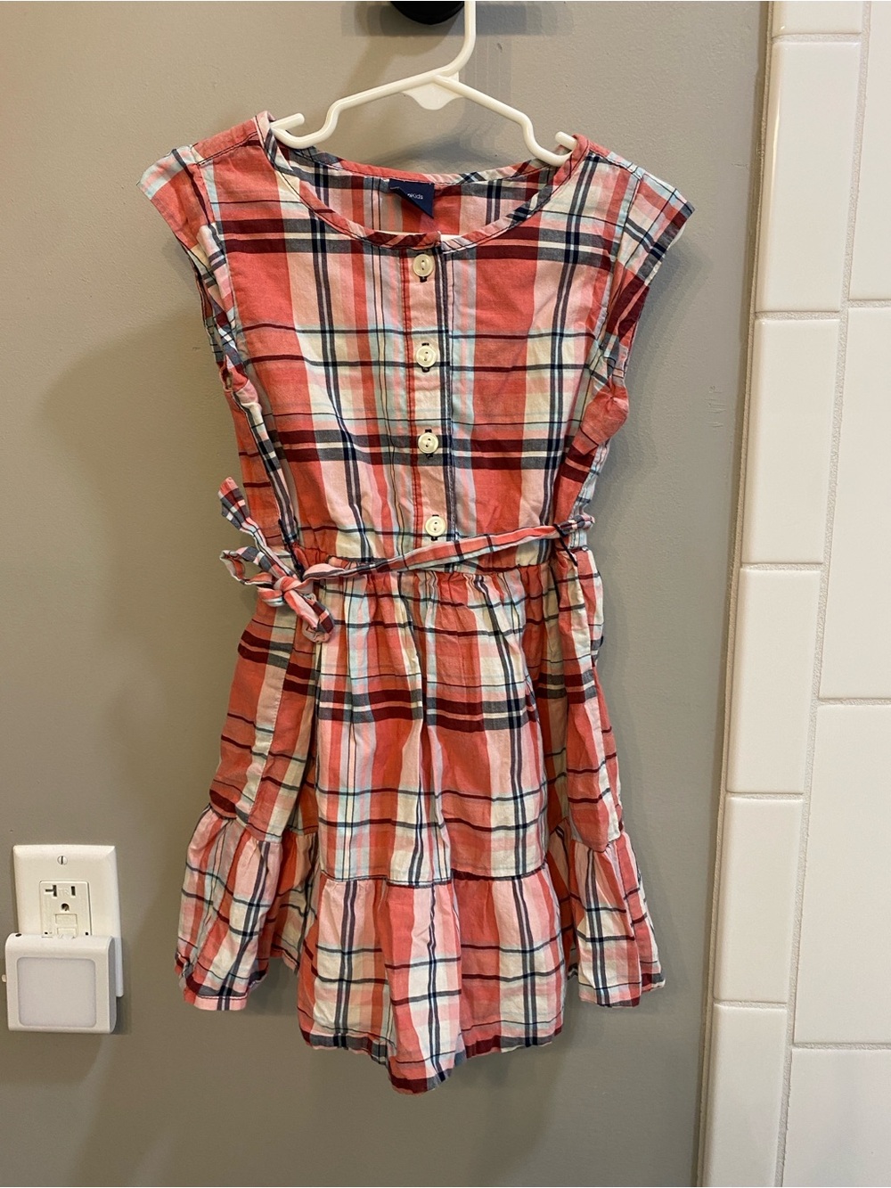GAP Girls' Plaid Cotton Waist-Tie Dress / Size XS (4/5) / GUC